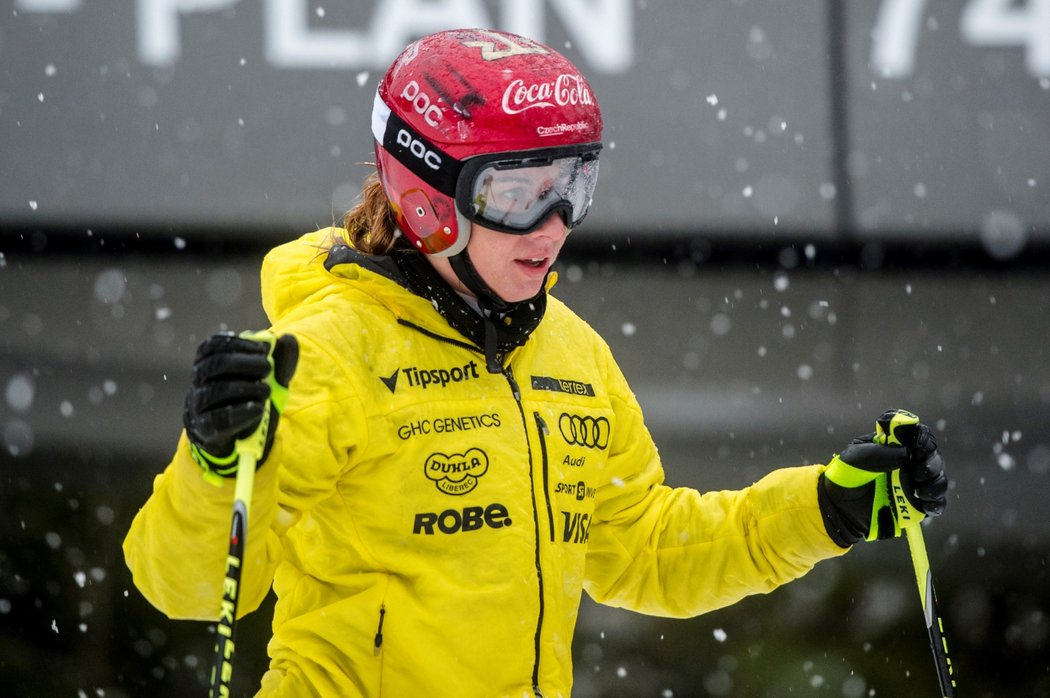 Česká lyžařka Ester Ledecká během tréninku před olympiádou v Jižní Koreji