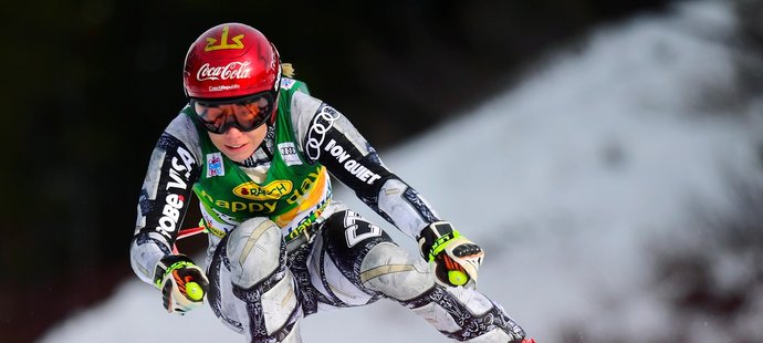 Česká lyžařka Ester Ledecká při závodě Světového poháru v Super G