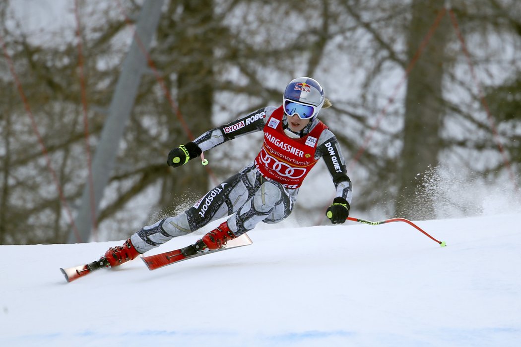 Ester Ledecká na trati sobotního sjezdu