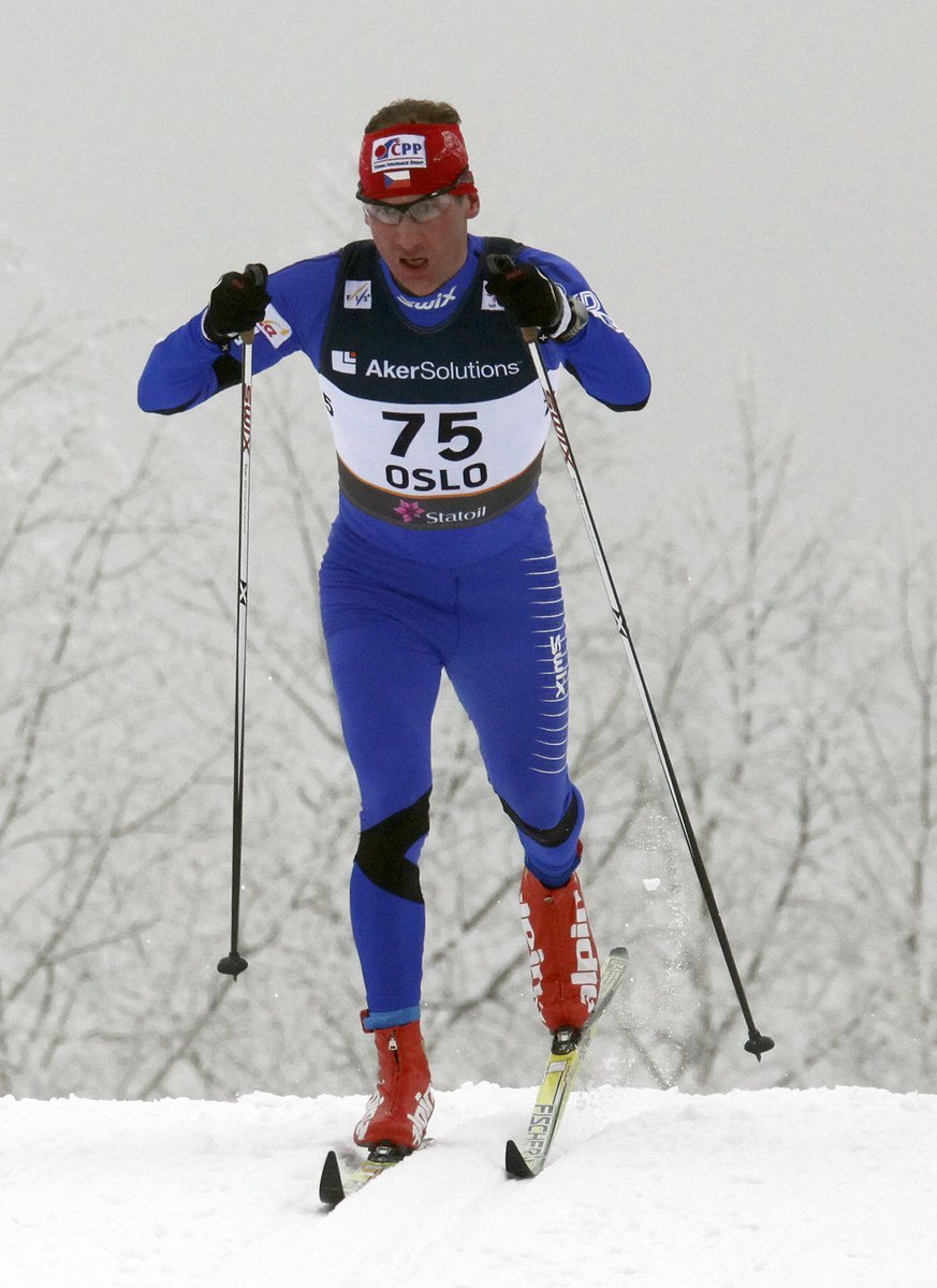 Lukáš Bauer na trati 15 km klasicky na mistrovství světa v Norsku