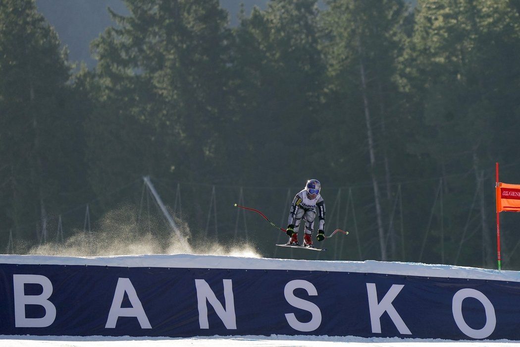 Ester Ledecká při tréninku sjezdu v Bansku