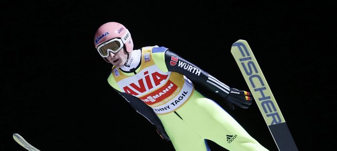 Německý skokan Severin Freund na závodech SP v ruském Nižním Tagilu