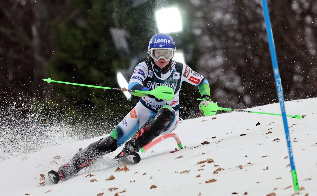 Andreja Slokarová ve slalomu v Záhřebu
