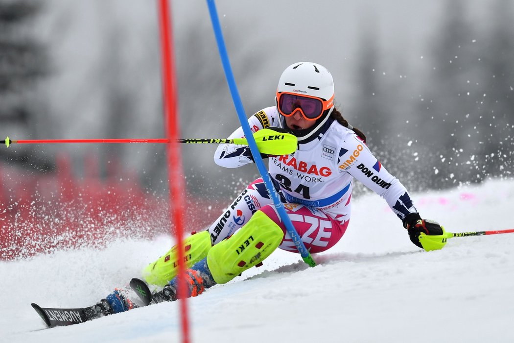 Gabriela Capová v prvním kole slalomu.