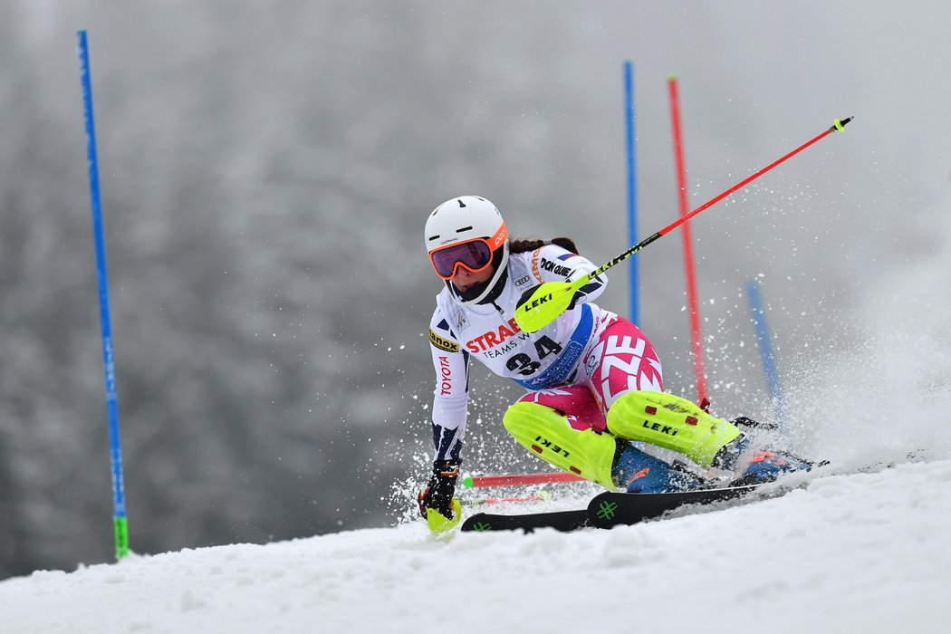 Gabriela Capová v prvním kole slalomu.