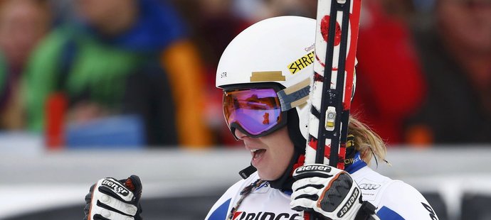 Ester Ledecká po své jízdě v superobřím slalomu v Ga-Pa