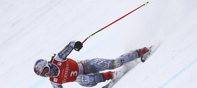 Ester Ledecká na trati druhého super-G v Garmisch-Partenkirchenu