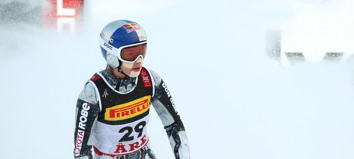 Ester Ledecká při super-G na MS ve sjezdovém lyžování.