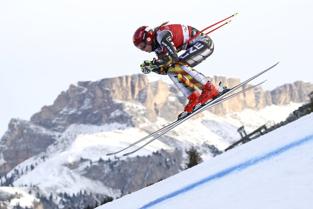 Ester Ledecká během tréninku ve Val Gardeně