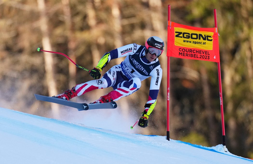 Jan Zabystřan na trati kombinačního super-G