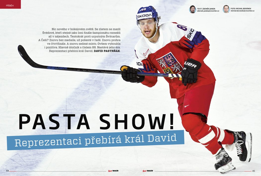 V pátečním Sport Magazínu najdete velké téma o Davidu Pastrňákovi, budoucím lídrovi české hokejové reprezentace