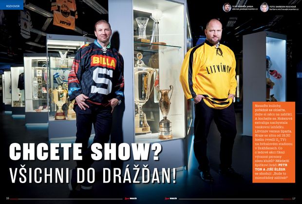 Kdo se těší na hokejovou show Litvínova a Sparty pod širým nebem v Drážďanech, neměl by si nechat ujít dvojrozhovor s Jiřím Šlégrem a Petrem Tonem. Kdo se těší na hokejovou show Litvínova a Sparty pod širým nebem v Drážďanech, neměl by si nechat ujít dvojrozhovor s Jiřím Šlégrem a Petrem Tonem.