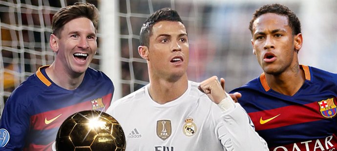 Lionel Messi, Cristiano Ronaldo a Neymar, to jsou tři finalisté Zlatého míče