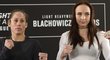 Česká bojovnice Lucie Pudilová (vpravo) a její americká soupeřka Liz Carmoucheová před UFC v Praze