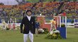 Zklamaný Jan Kuf po svém druhém pádu v parkuru olympijského moderního pětiboje