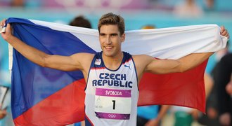 Český moderní pětibojař David Svoboda se raduje ze zisku zlaté olympijské medaile