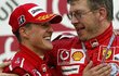 Ross Brawn byl jako technický šéf Ferrari Schumacherovým blízkým spolupracovníkem. Ross Brawn byl jako technický šéf Ferrari Schumacherovým blízkým spolupracovníkem.