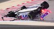 Nehoda Lance Strolla při závodě v F1 v Bahrajnu