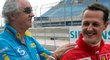 Legenda formule 1 Michael Schumacher už jako jezdec Ferrari a šéf Renaultu Flavio Briatore