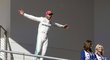 Lewis Hamilton nadšeně slaví vítězství v USA
