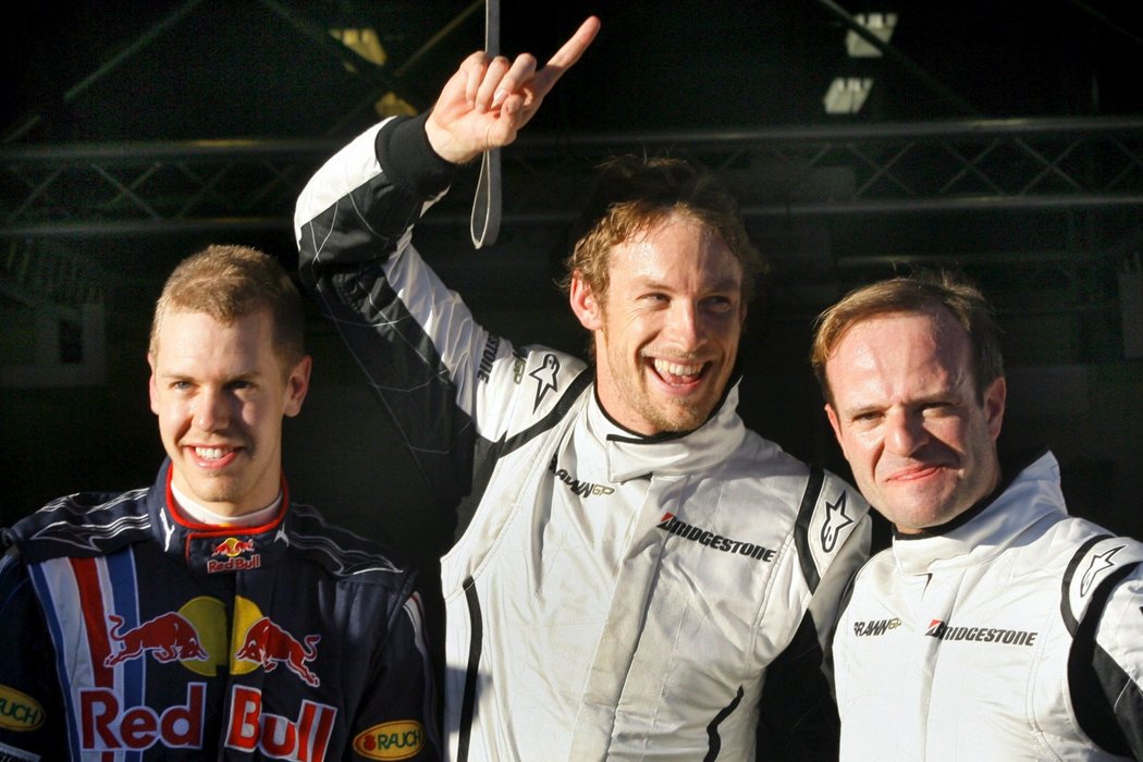 Vettel, Button a Barrichello po kvalifikaci na GP Austrálie