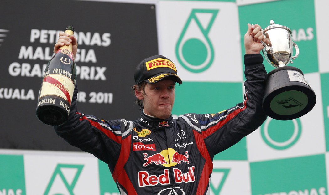 Vettel slaví svůj triumf z VC Malajsie