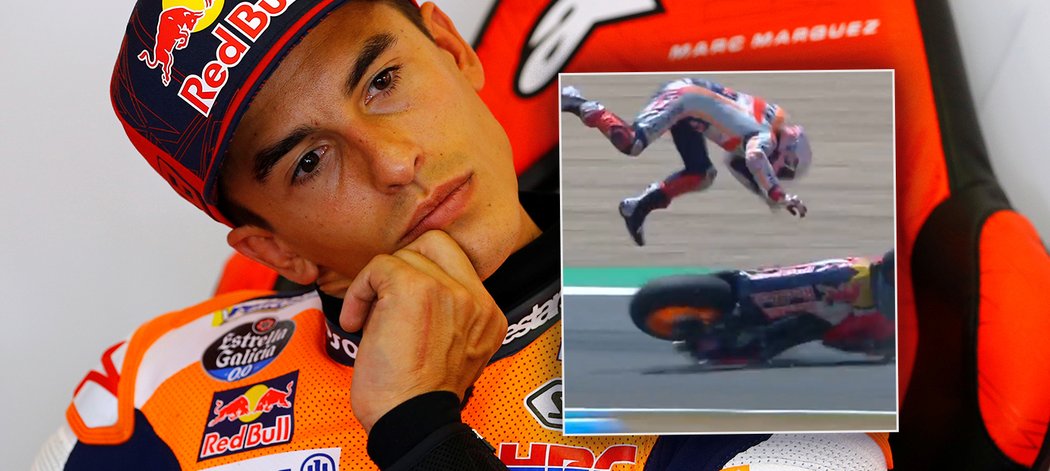 Marc Márquez předvedl v Jerezu hrůzostrašný pád, při kterém si zlomil ruku