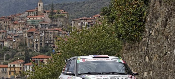 Jan Kopecký na trati Rally San Remo, kde skončil druhý