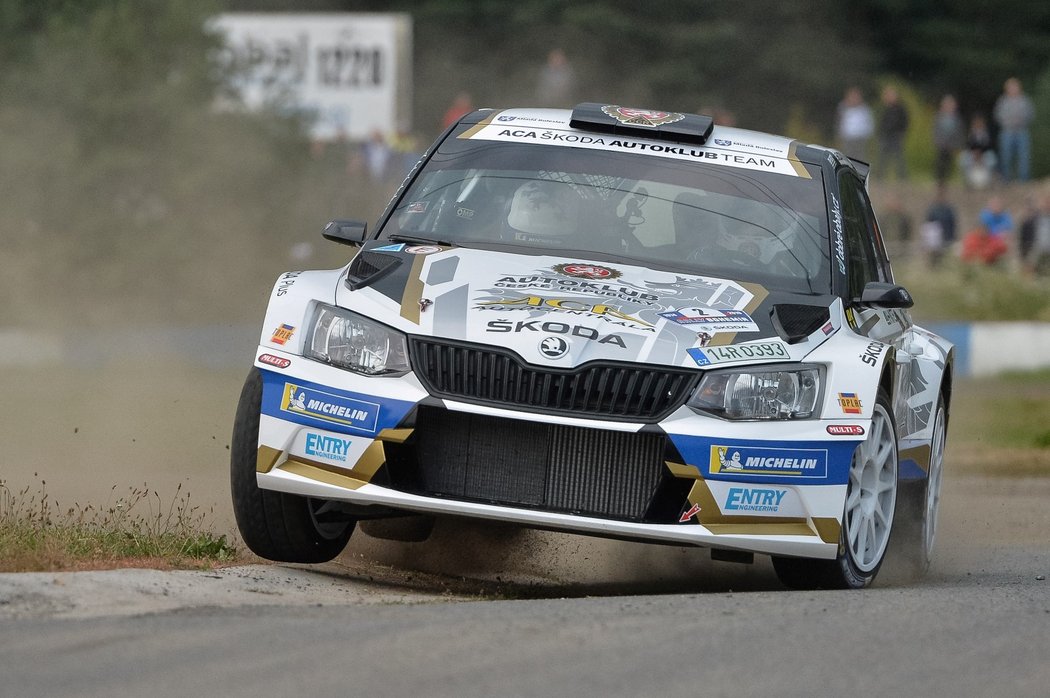 Filip Mareš při rychlostní zkoušce během 46. ročníku Rallye Bohemia na okruhu v Sosnové