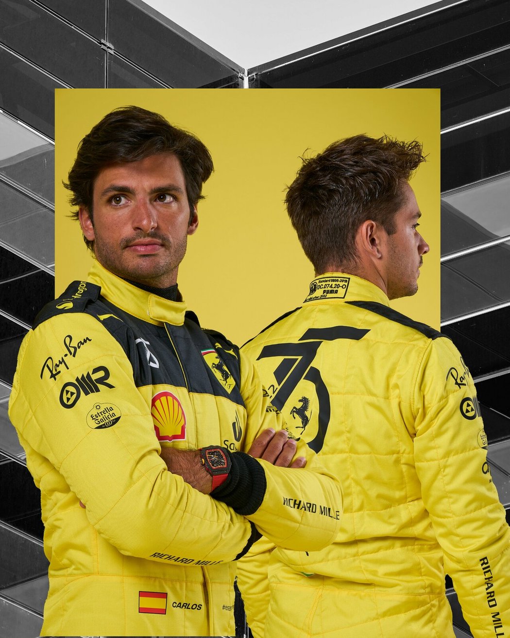 Lecrelc a Sainz představují žlutou kolekci Ferrari