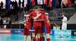 Čeští florbalisté se radují z gólu v úvodním zápase MS proti Německu