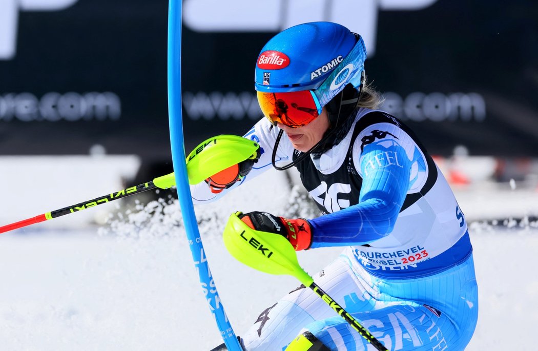Mikaela Shiffrinová v prvním kole slalomu na MS v alpském lyžování 2023