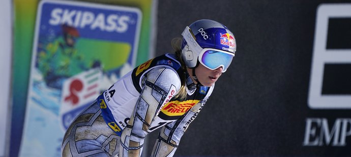 Ester Ledecká v cíli super-G na MS v lyžování, v němž skončila šest setin od medaile