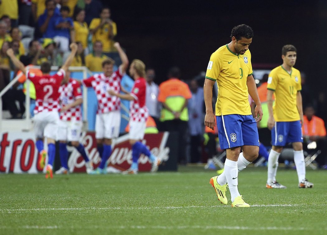 Hráči Brazílie byli po vedoucím gólu Chorvatů pořádně opaření