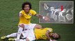 Brazilský útočník Neymar po brutálním zákroku Kolumbijce Zúňigy dokonce necítil nohy