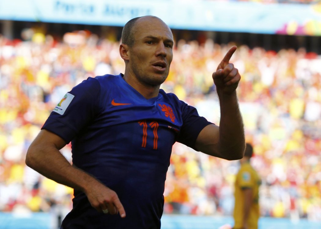 Hvězdný záložník Nizozemska Arjen Robben poslal svůj tým do vedení, Austrálie ovšem brzy vyrovnala