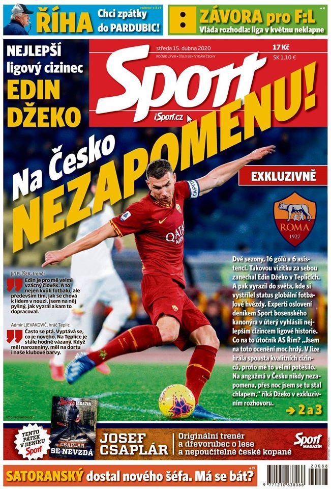 Středeční Sport na titulce s Edinem Džekem