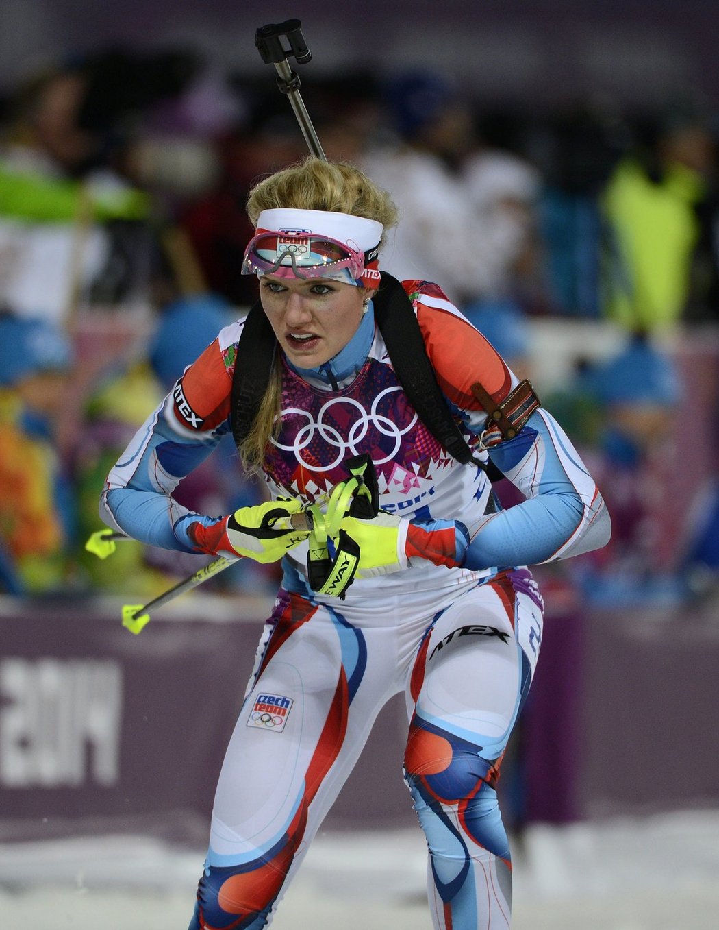 Gabriela Soukalová na trati biatlonové stíhačky, kde obsadila čtvrté místo