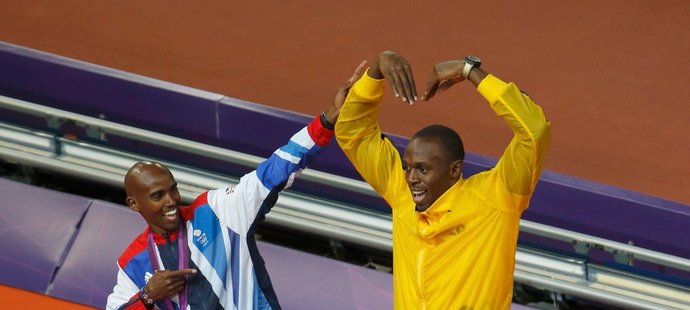 Atleti i šoumeni. Farah a Bolt slaví své olympijské úspěchy