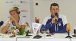 Zuzana Hejnová, Barbora Špotáková, Jaroslav Kulhavý a David Svoboda na tiskové konferenci po návratu z olympiády.