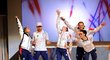 Takhle budou vypadat olympionici. Modelové spolu se stříbrným medailistou z Pekingu Ondřejem Synkem představili oblečení pro výpravu na Hry do Londýna 2012