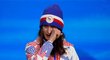 Martina Sáblíková se po předání bronzové medaile na olympiádě v Pekingu neubránila slzám