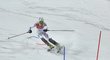Šárka Strachová na trati druhého kola slalomu v Soči