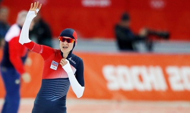 Martina Sáblíková v cíli olympijského závodu na 5000 metrů