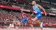 Italský sprinter Lamont Marcell Jacobs při olympijském zlatém běhu na 100 metrů, kde pro Itálii získal historické zlato