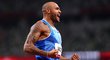 Italský sprinter Lamont Marcell Jacobs při olympijském zlatém běhu na 100 metrů, kde pro Itálii získal historické zlato