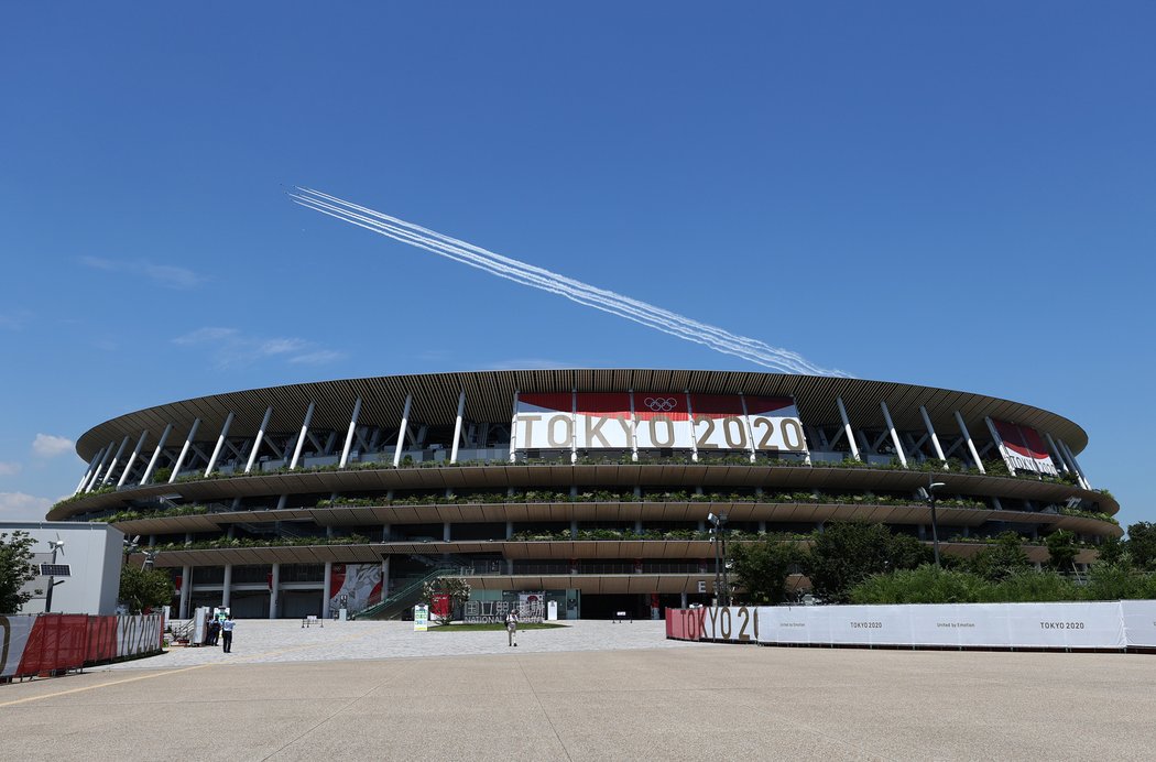 Olympijský stadion v Tokiu. Původně měl vypadat úplně jinak