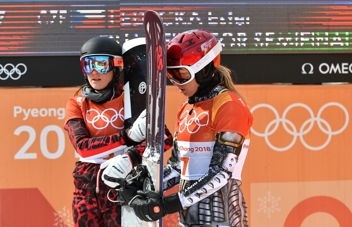 Ester Ledecká v cíli svého olympijského finále