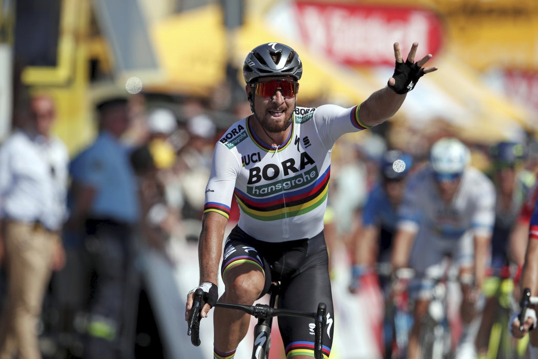 Peter Sagan bezprostředně poté, co dojel první do cíle