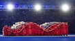 Živoucí ruská vlajka v průběhu slavnostního zahájení paralympijských her v Soči